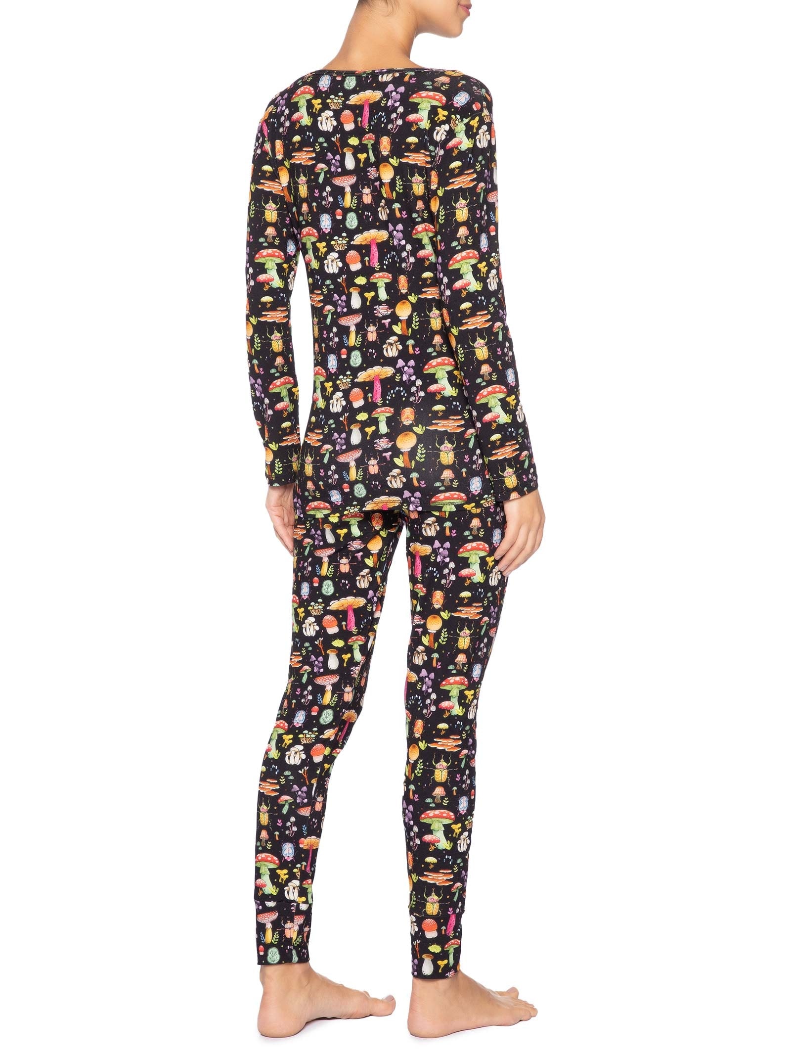 Pijama Feminino Longo Legging Viscose Floresta Preto Jogê