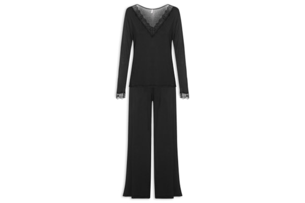 Pijama Feminino Longo Modal Auraloom - Preto