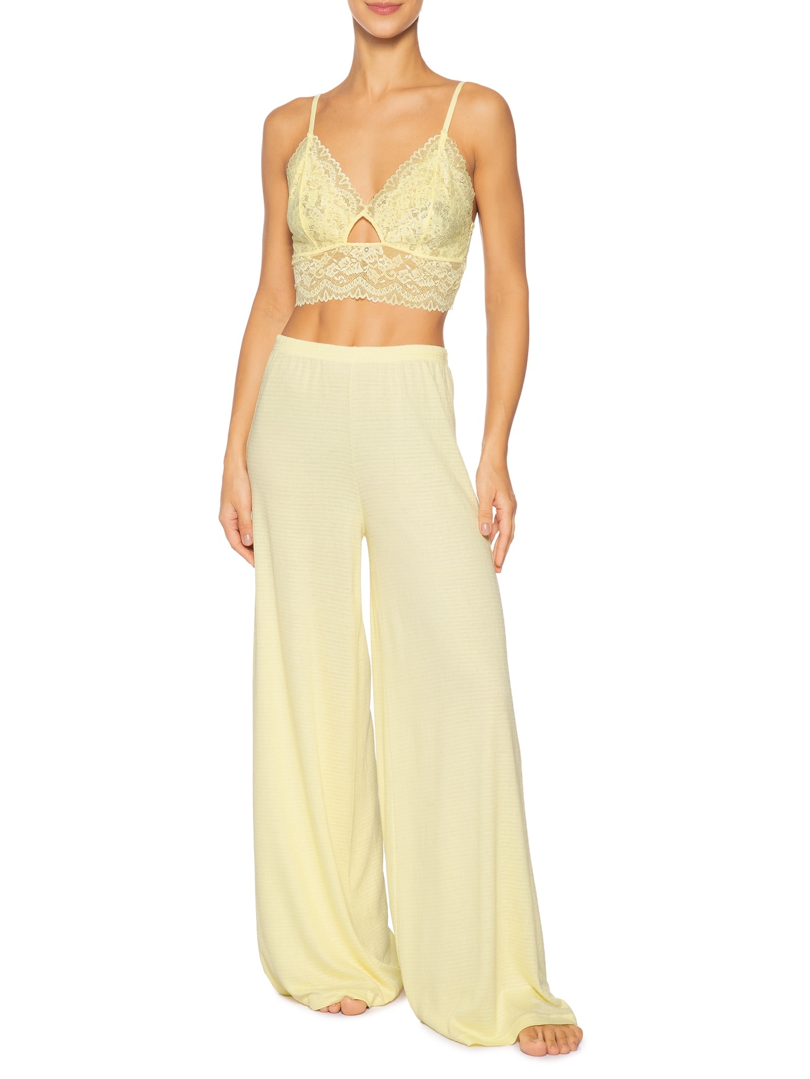 Pijama Feminino Longo Trio Anarruga Bahia Amarelo Jogê