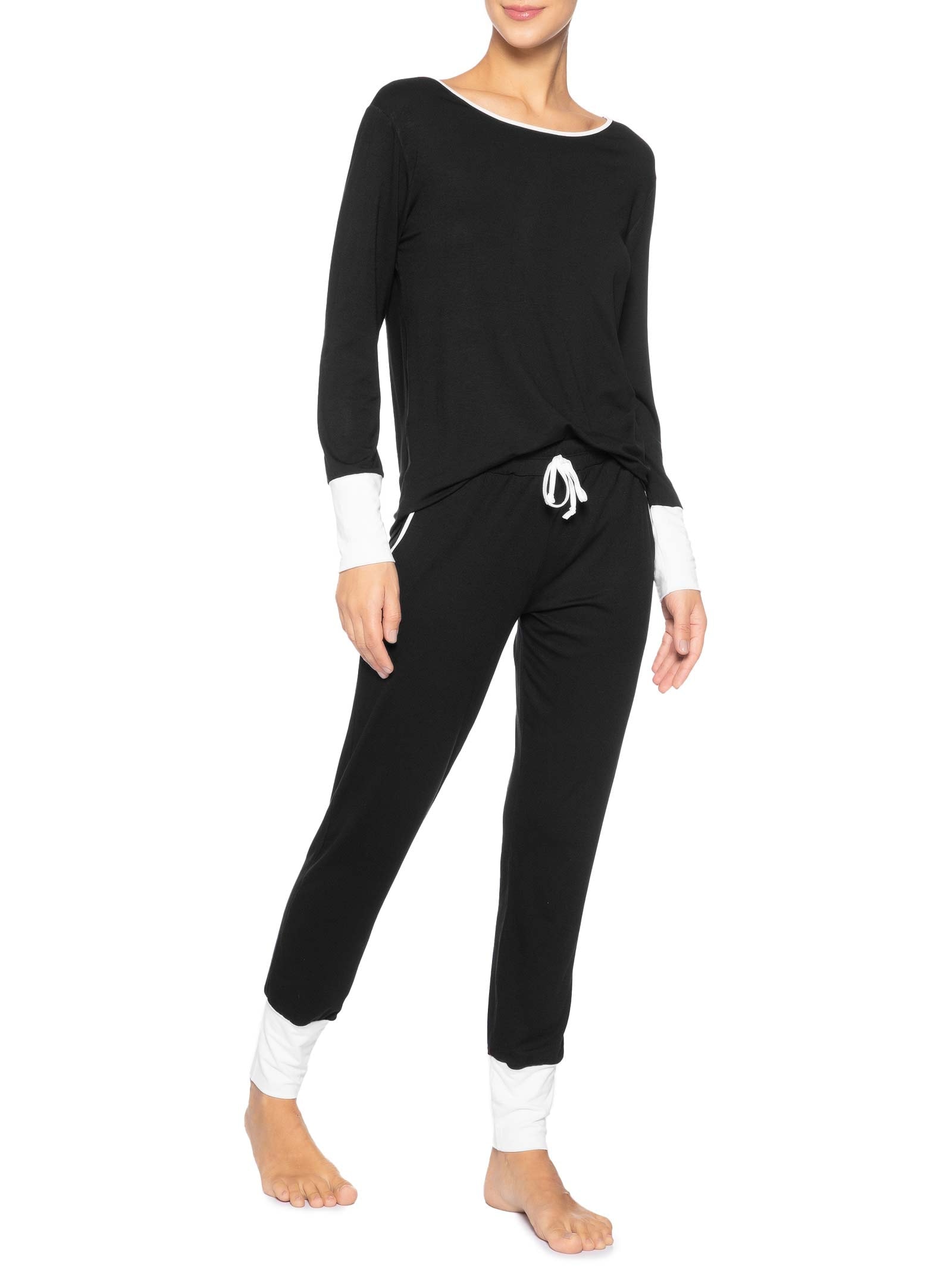 Pijama Feminino Longo Viscose Horizonte Preto Jogê