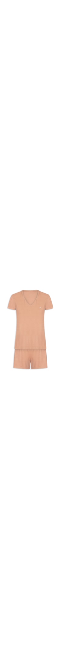 Pijama Feminino M/C Short Visco Canelada - Marrom