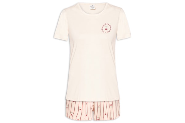 Pijama Feminino Manga Curta - Amarelo