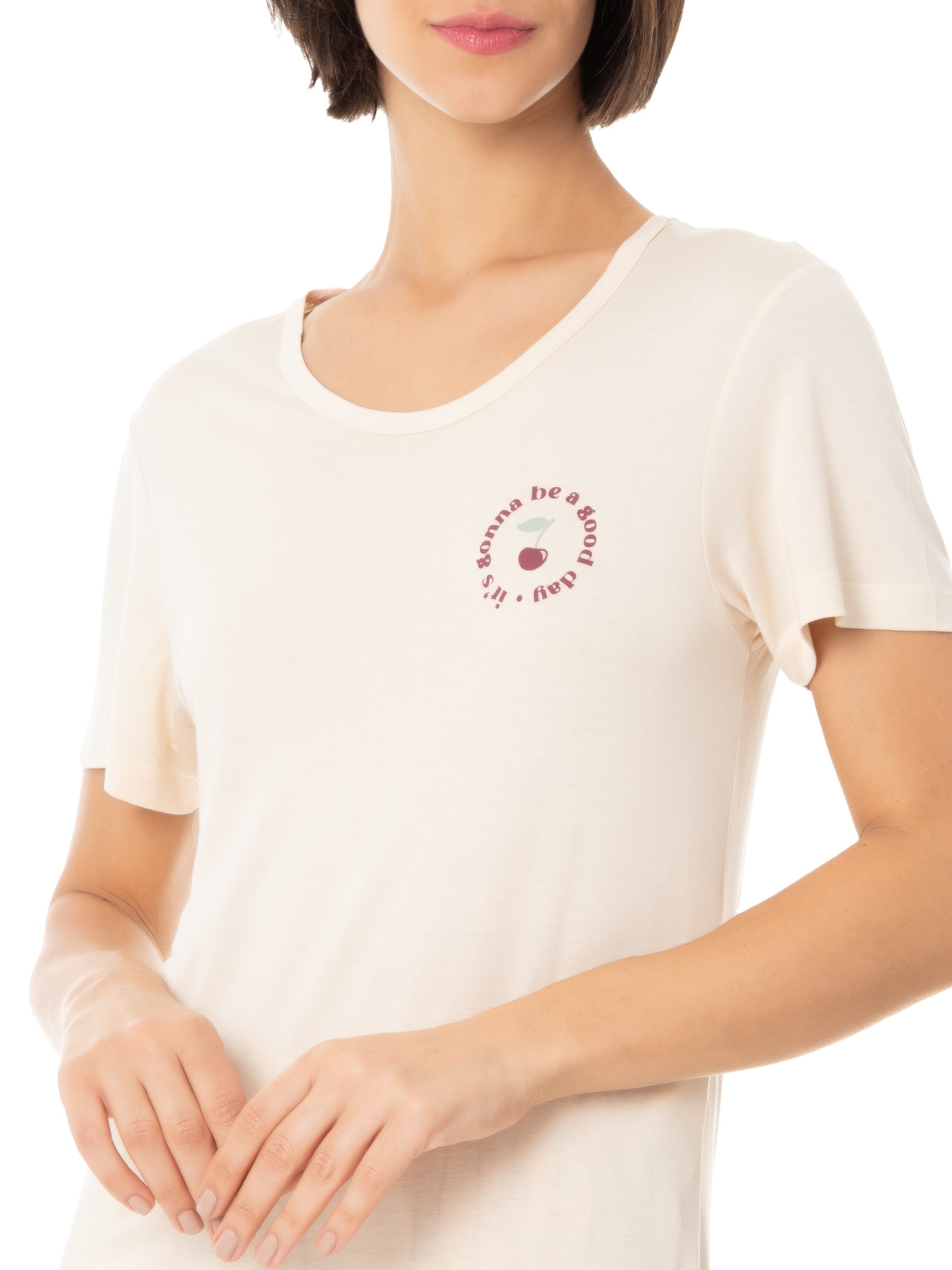 Pijama Feminino Manga Curta Amarelo Hering Intimates