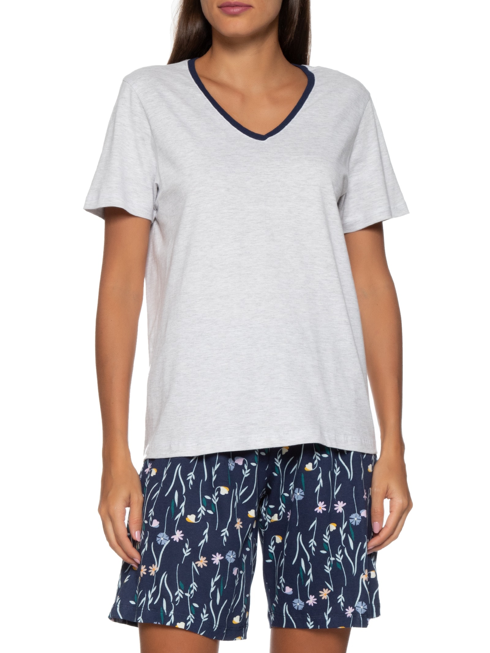 Pijama Feminino Manga Curta Azul Hering Intimates