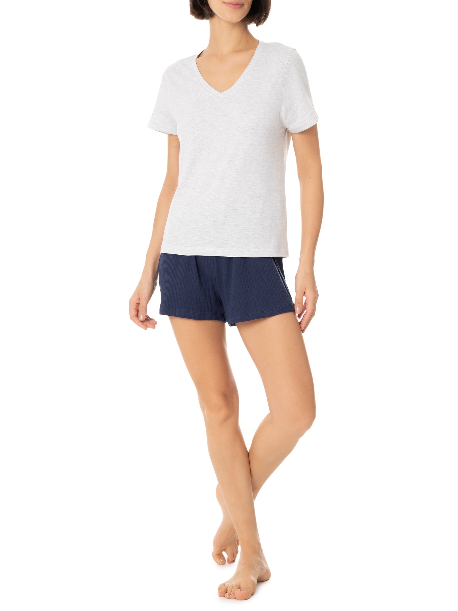 Pijama Feminino Manga Curta Azul Hering Intimates