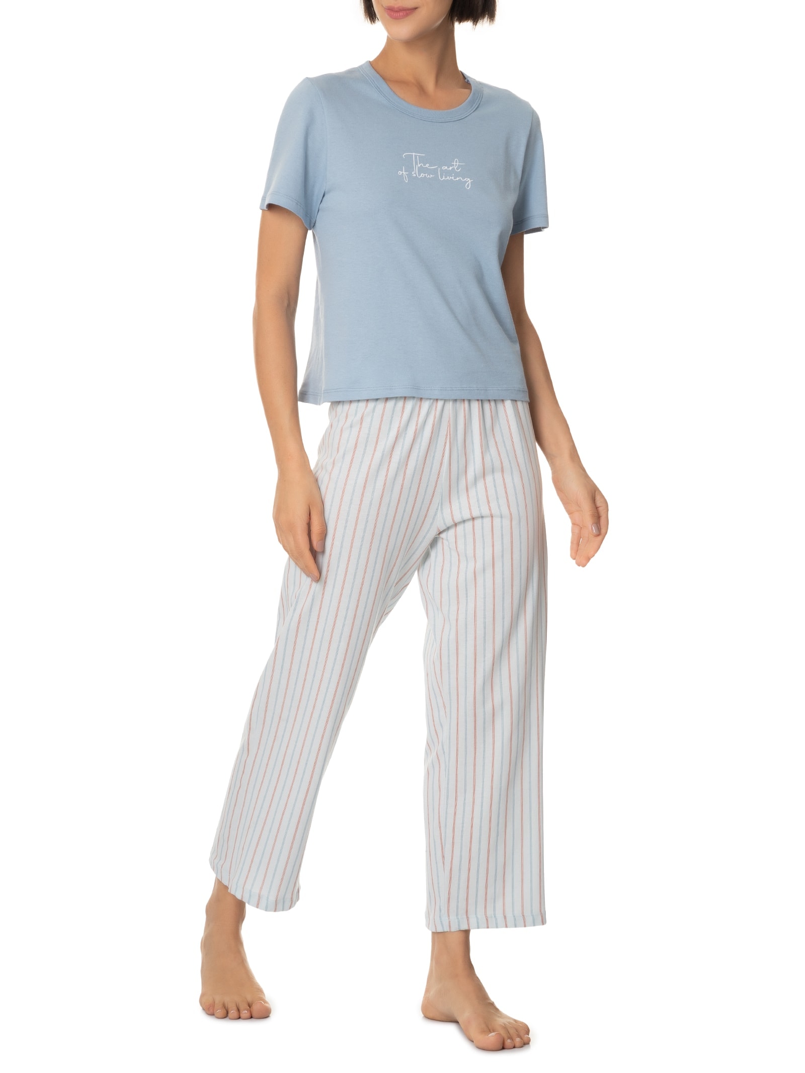Pijama Feminino Manga Curta Azul Hering Intimates