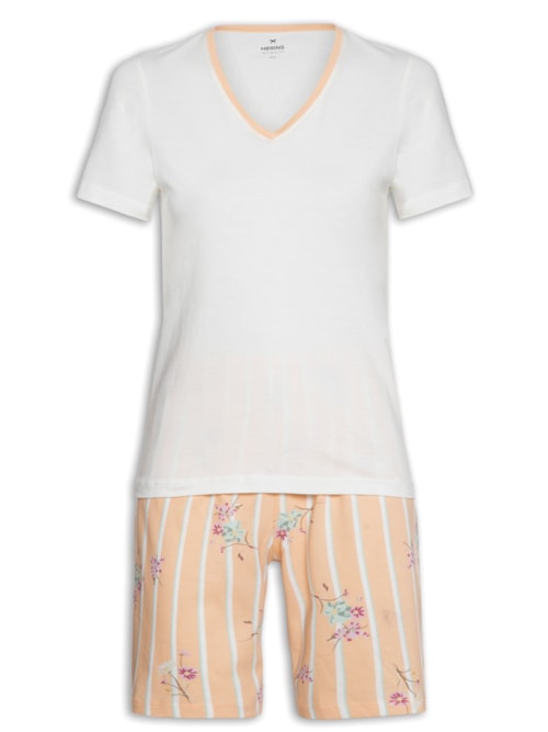 Pijama Feminino Manga Curta – Bege