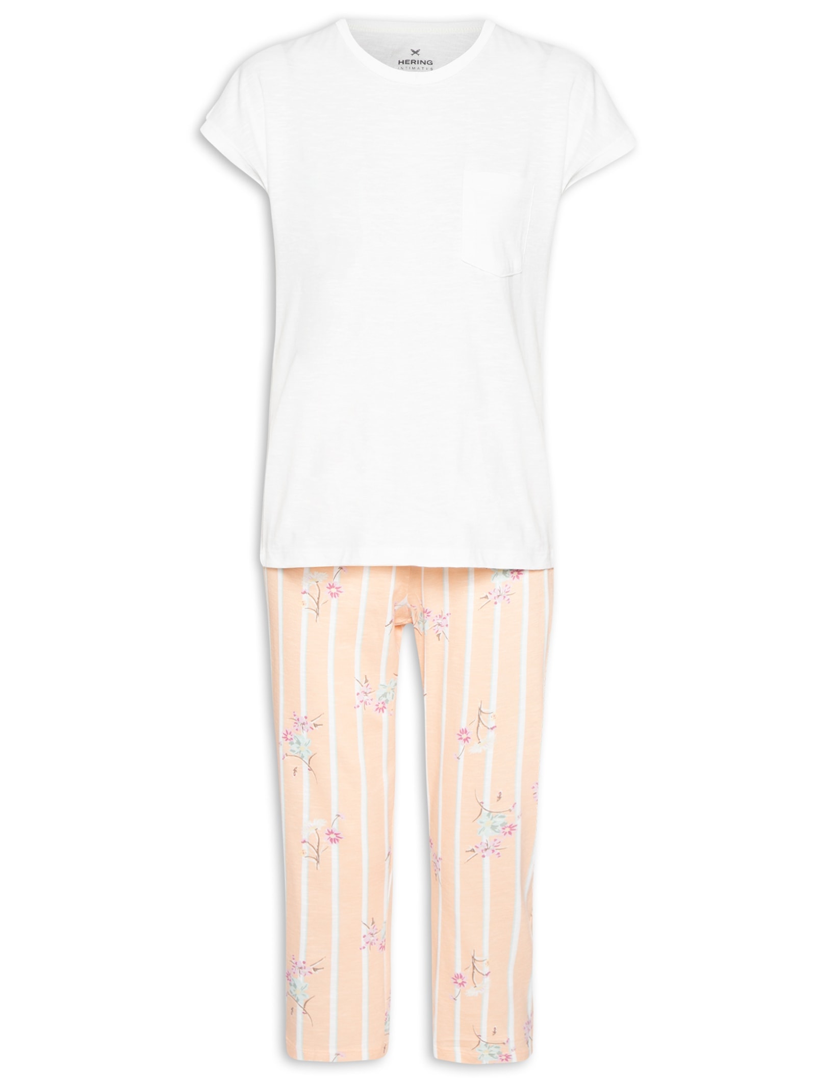 Pijama Feminino Manga Curta Bege Hering Intimates