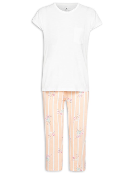 Pijama Feminino Manga Curta – Bege