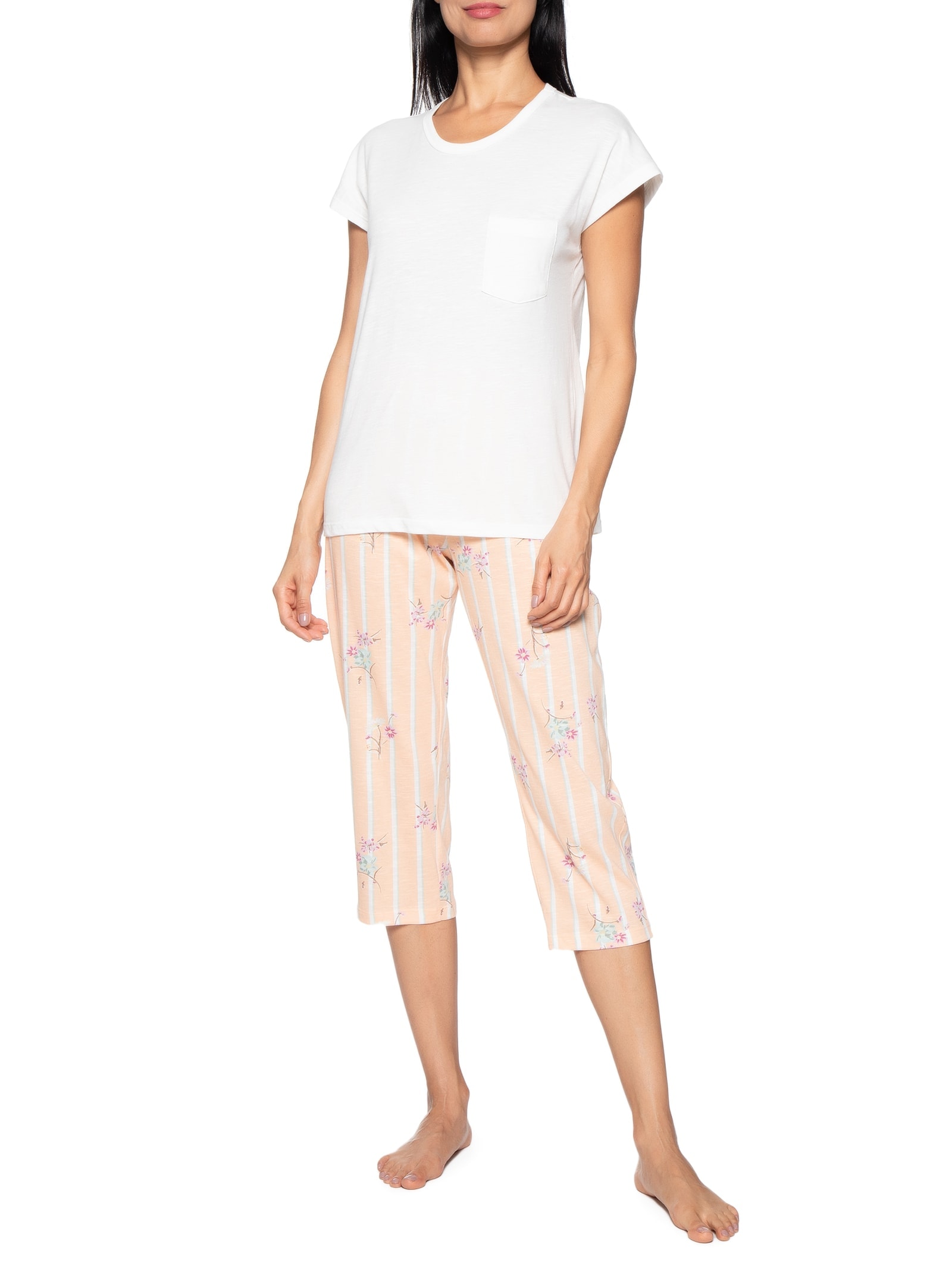 Pijama Feminino Manga Curta Bege Hering Intimates