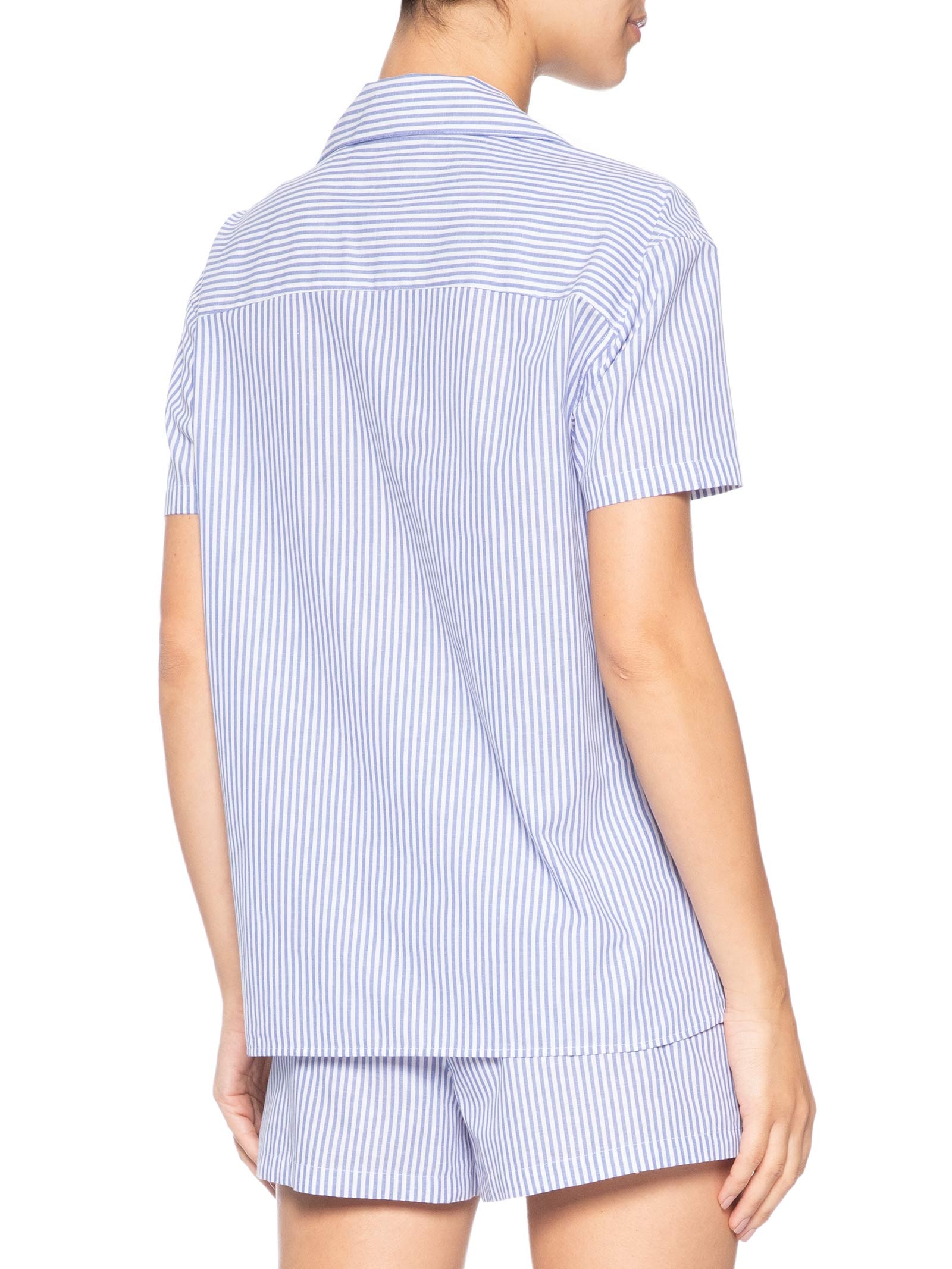 Pijama Feminino Manga Curta Botões Shorts Azul Calvin Klein Underwear