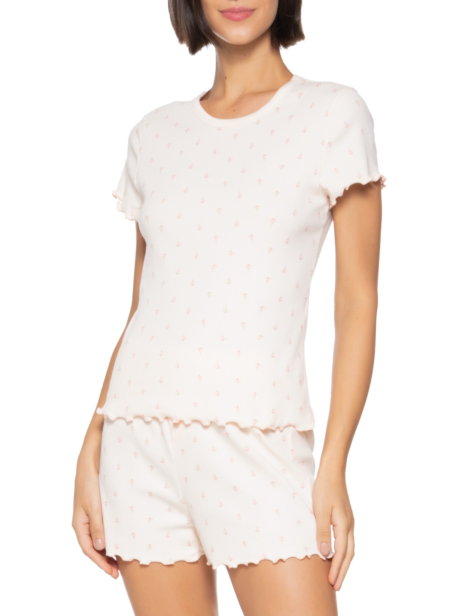 Pijama Feminino Manga Curta Rosa Hering Intimates