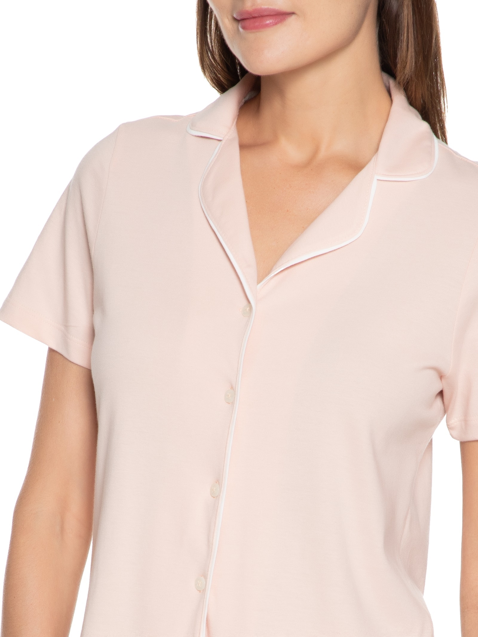 Pijama Feminino Manga Curta Rosa Hering Intimates