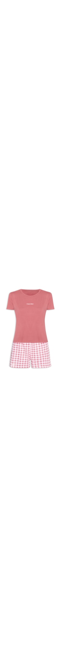 Pijama Feminino Manga Curta Shorts Xadrez - Rosa