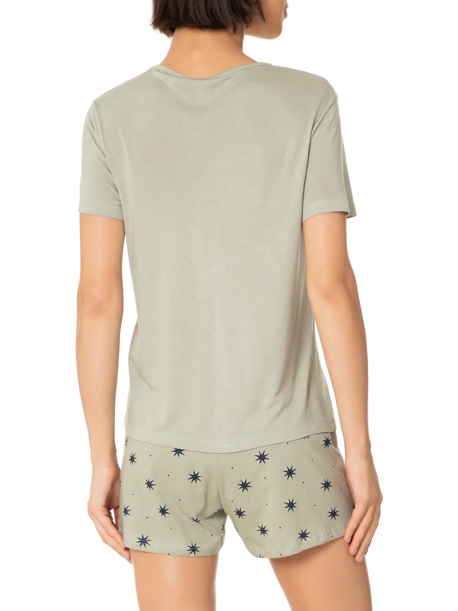 Pijama Feminino Manga Curta Verde Hering Intimates