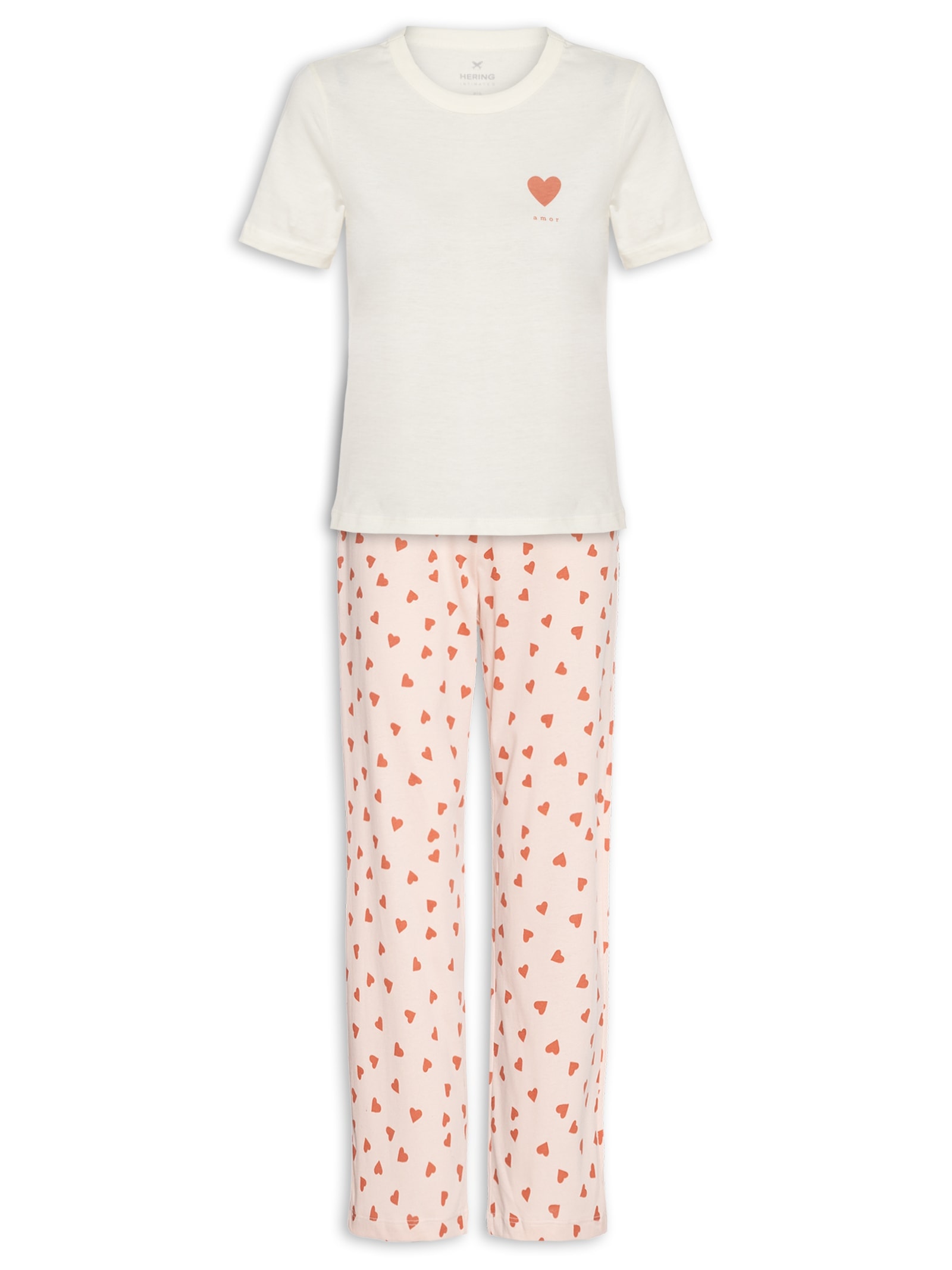 Pijama Feminino Manga Curta Vermelho Hering Intimates