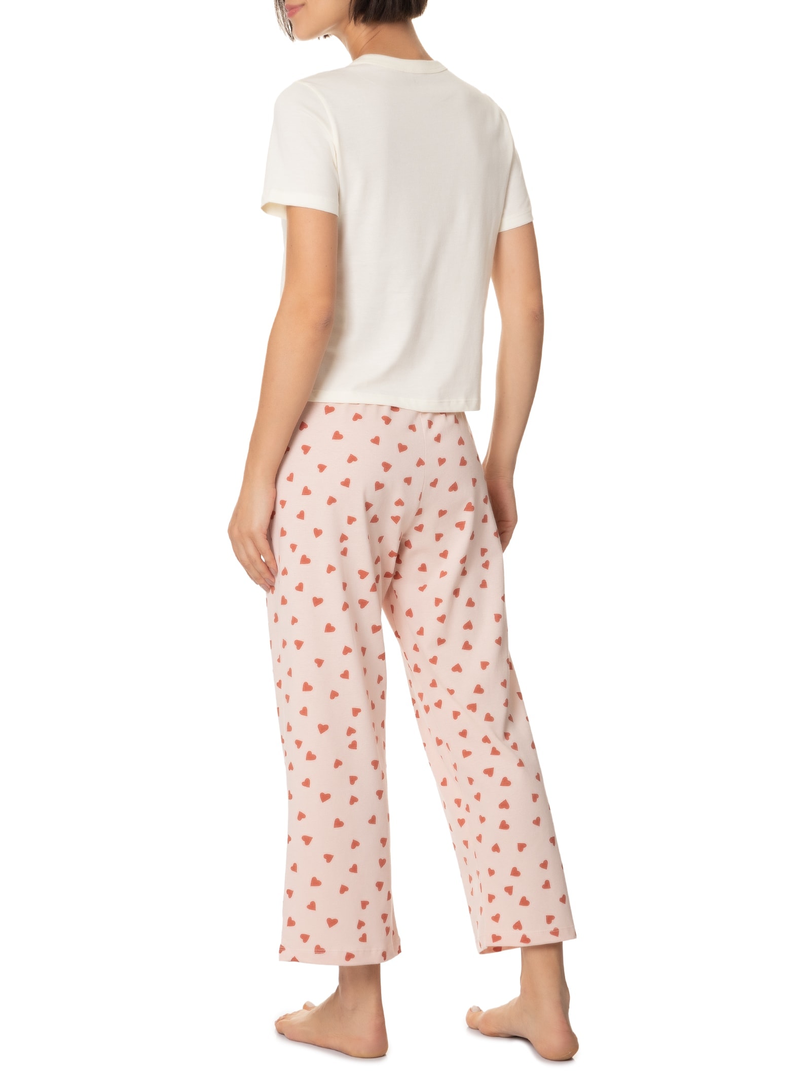 Pijama Feminino Manga Curta Vermelho Hering Intimates