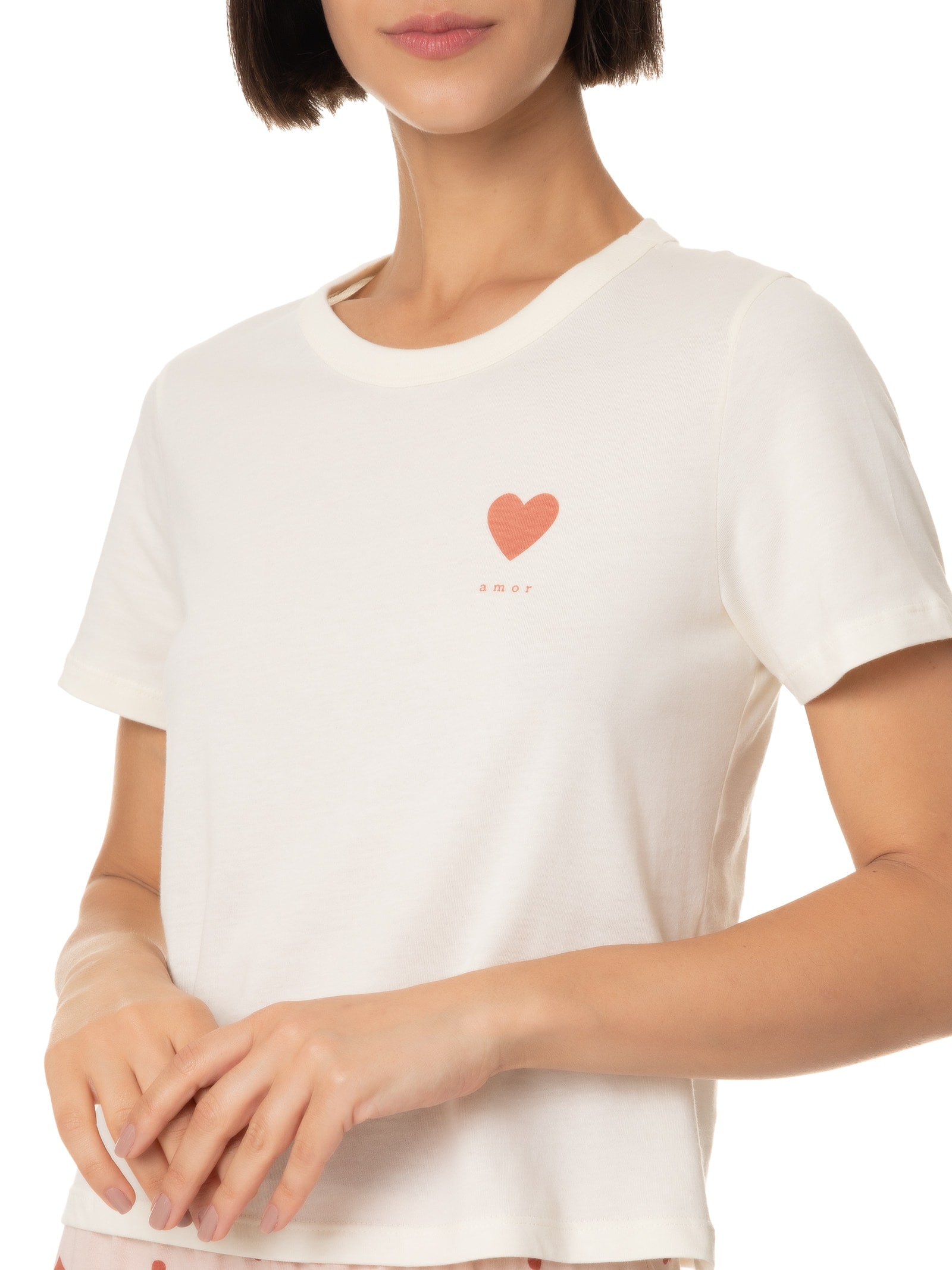 Pijama Feminino Manga Curta Vermelho Hering Intimates