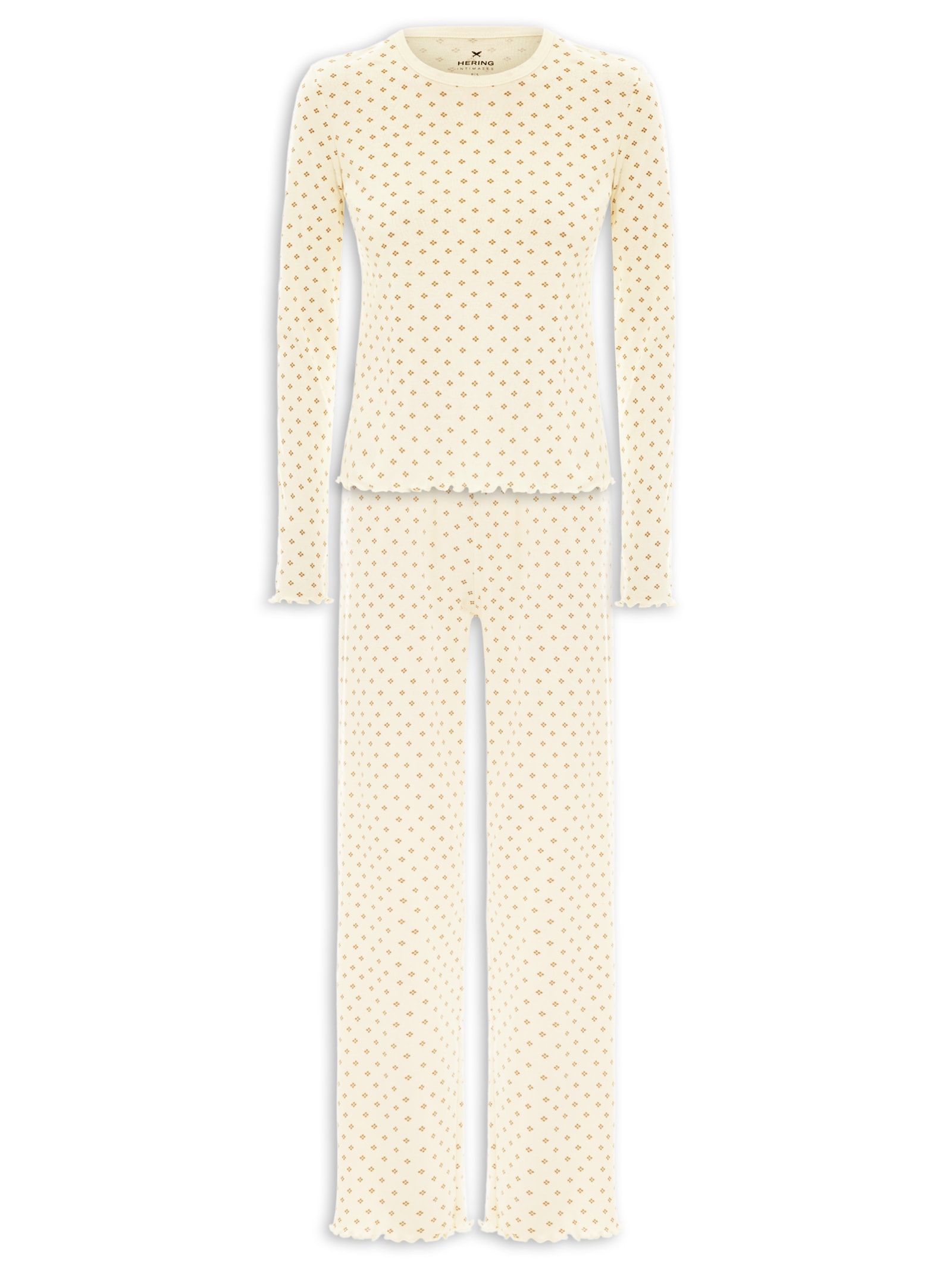 Pijama Feminino Manga Longa Bege Hering Intimates