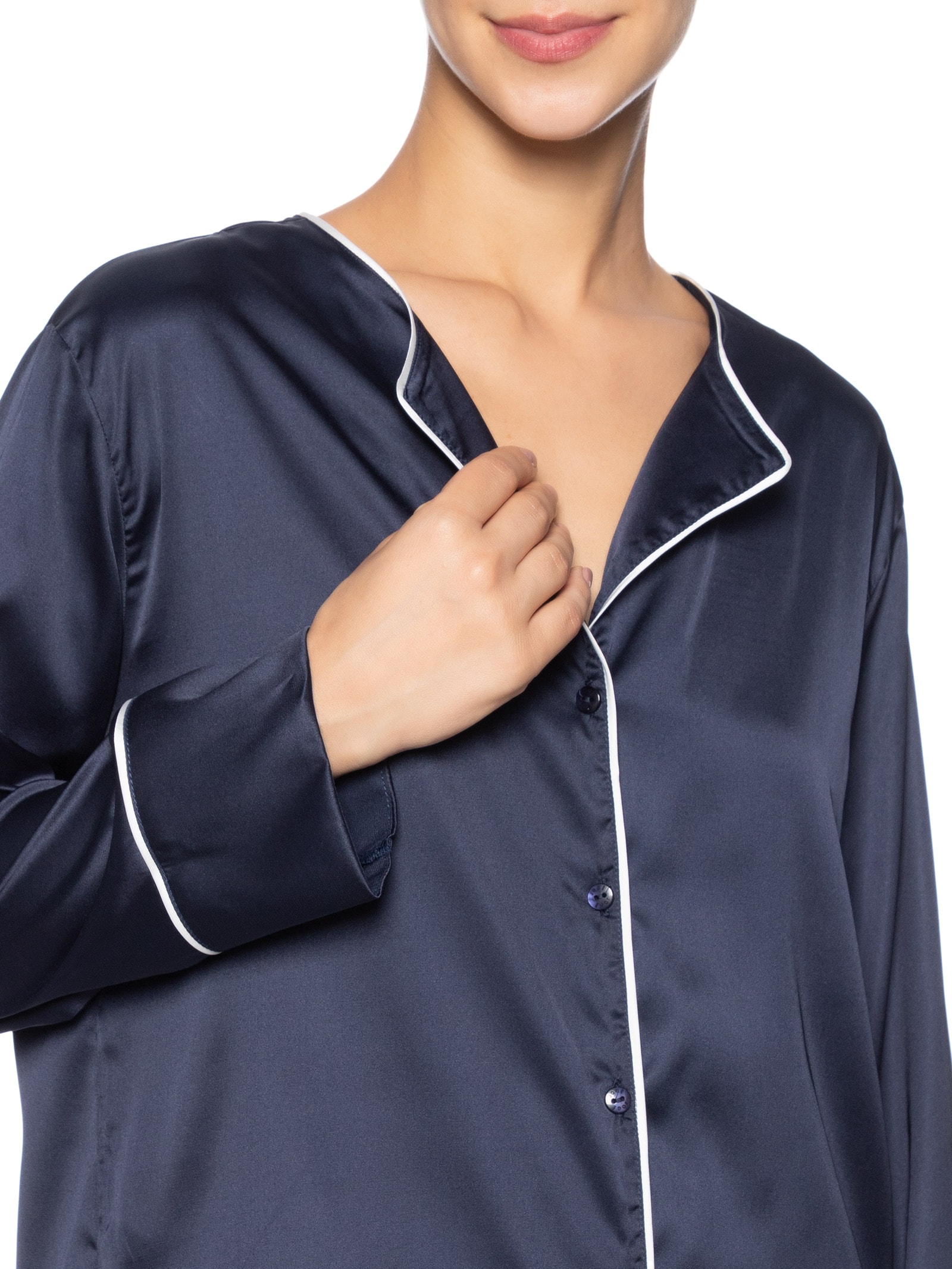 Pijama Feminino Manga Longa Cetim Clara Azul Jogê