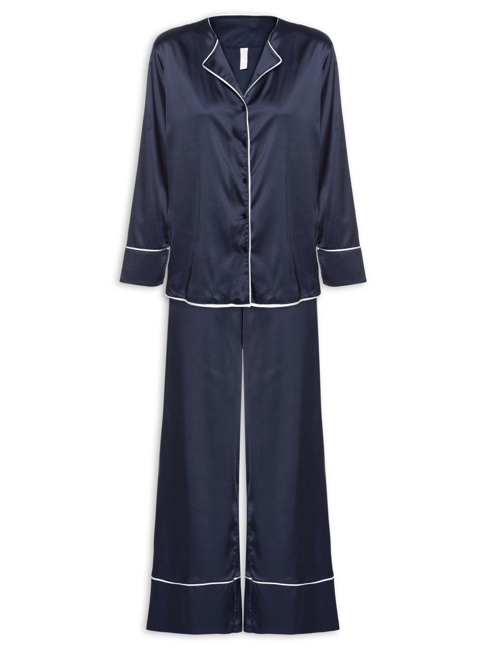 Pijama Feminino Manga Longa Cetim Clara Azul Jogê