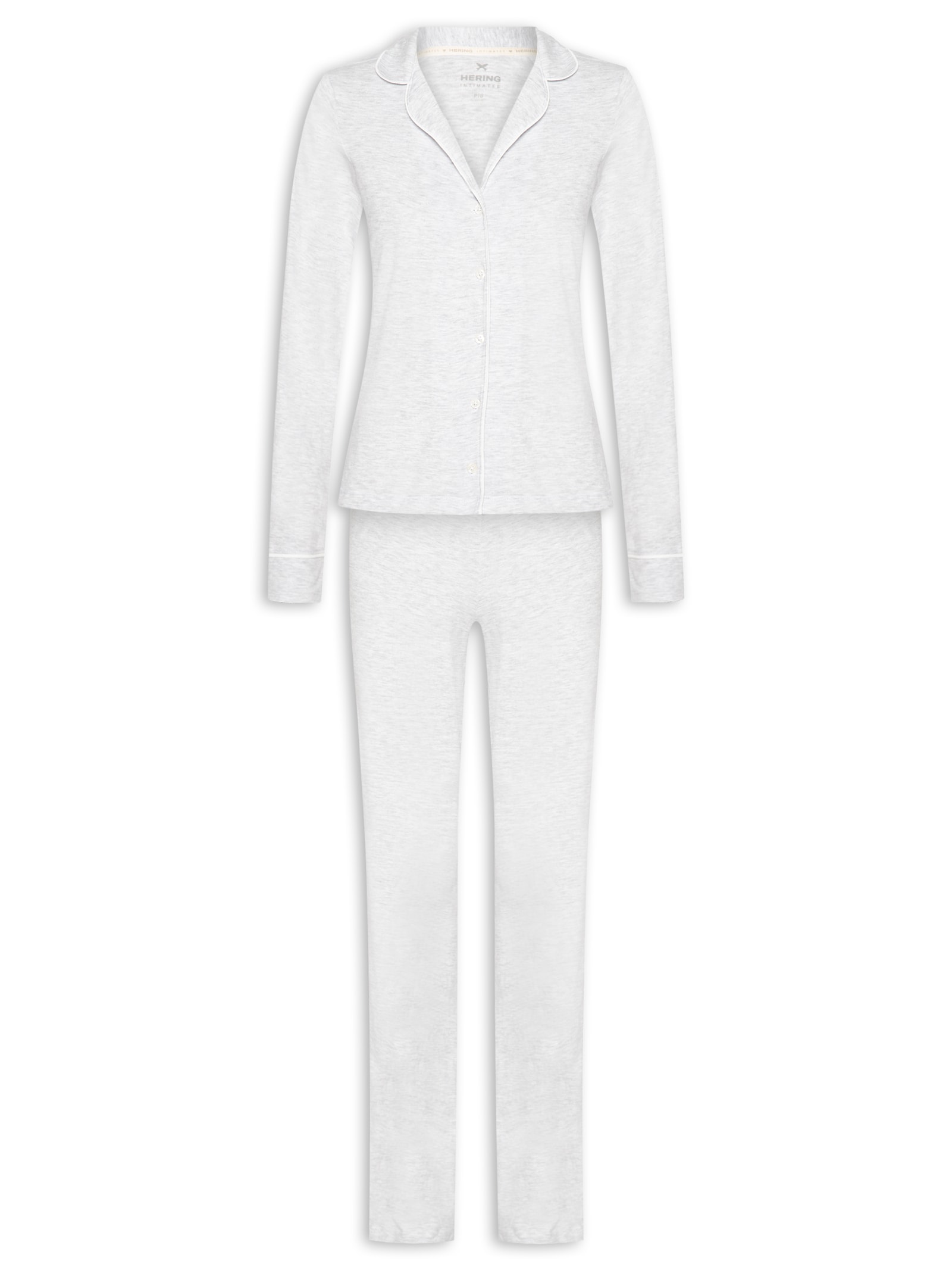 Pijama Feminino Manga Longa Cinza Hering Intimates