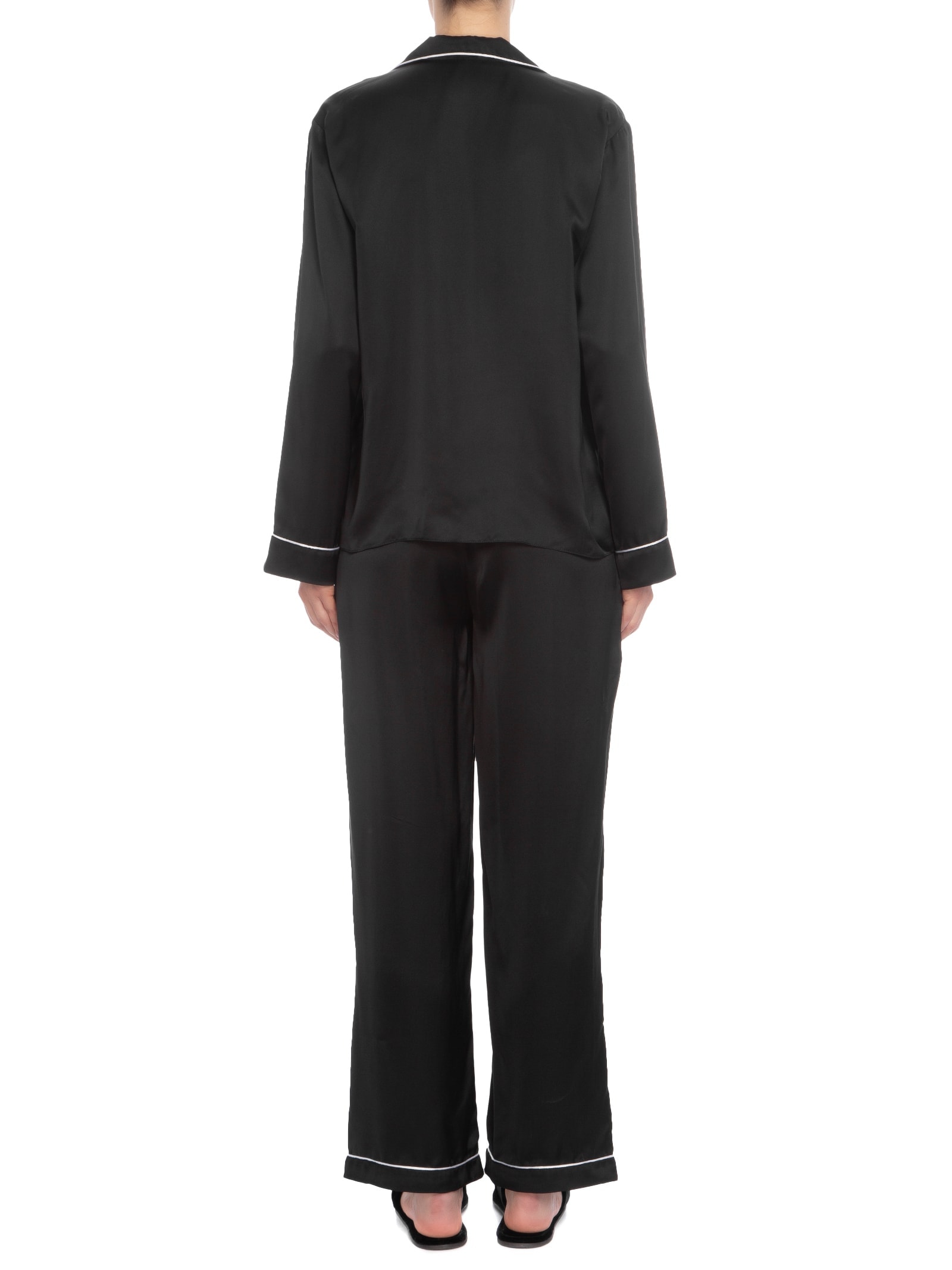 Pijama Feminino Manga Longa de Seda Pura Preto '2Essential