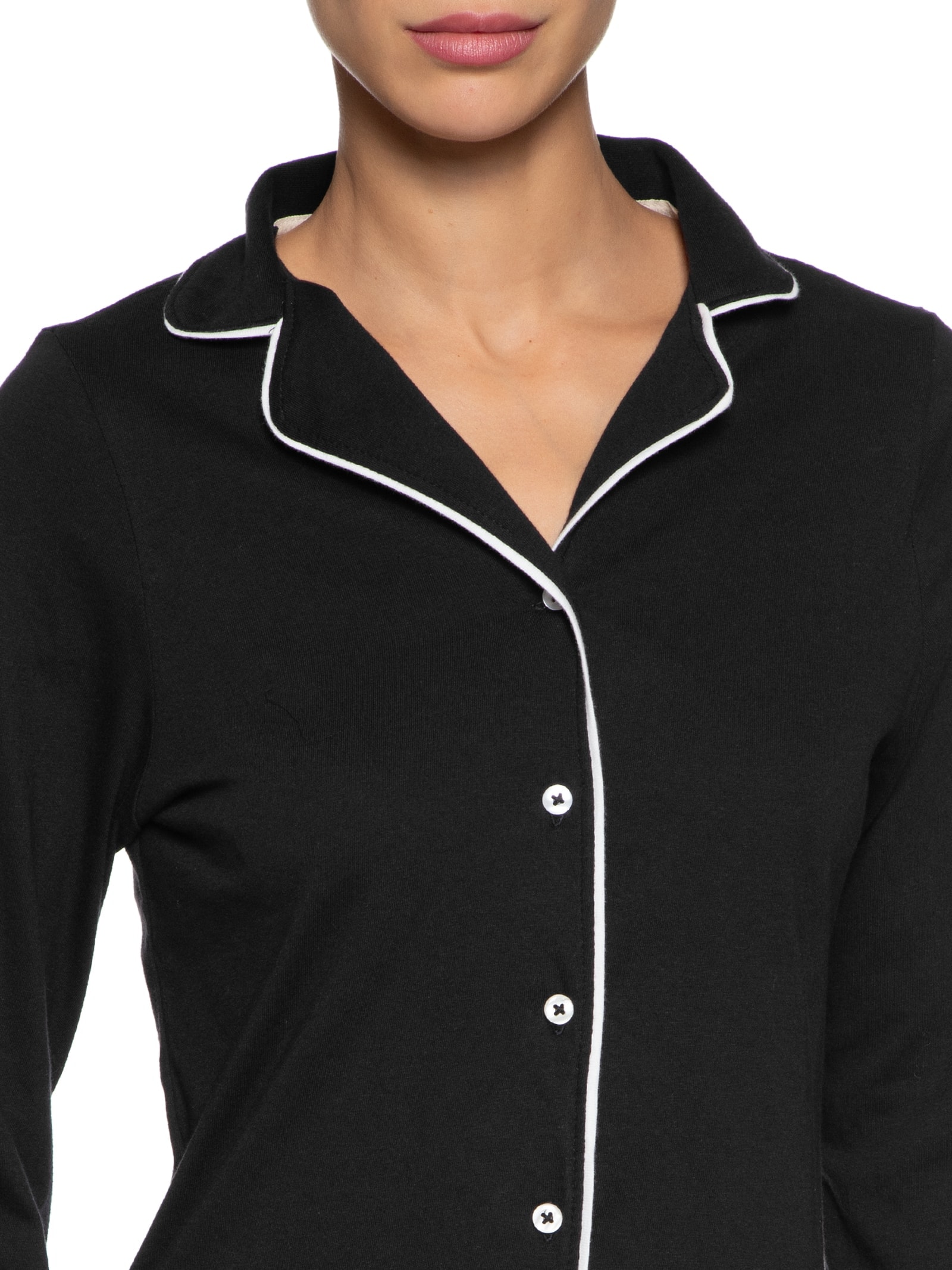 Pijama Feminino Manga Longa Preto Hering Intimates