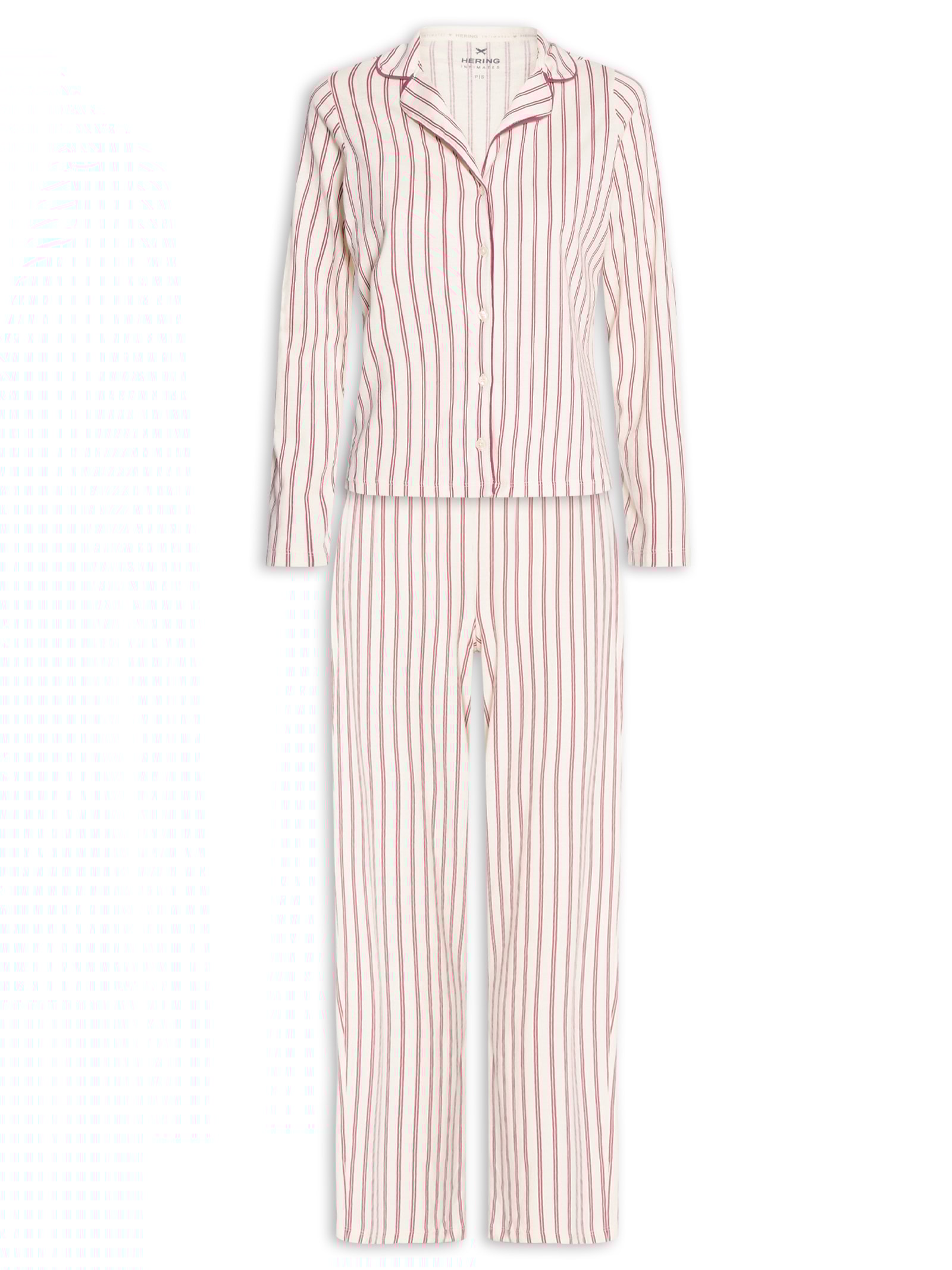 Pijama Feminino Manga Longa Vermelho Hering Intimates