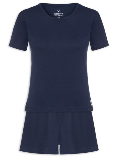 Pijama Feminino Meia Malha – Azul