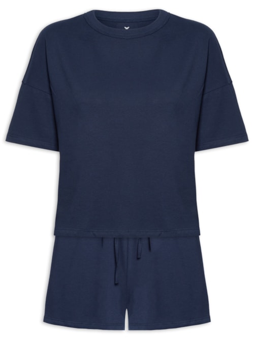 Pijama Feminino Meia Malha – Azul