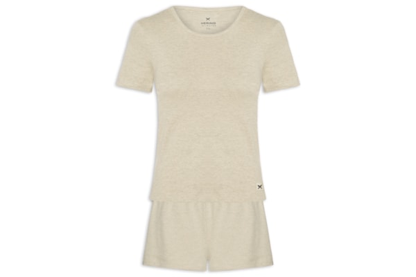 Pijama Feminino Meia Malha - Bege