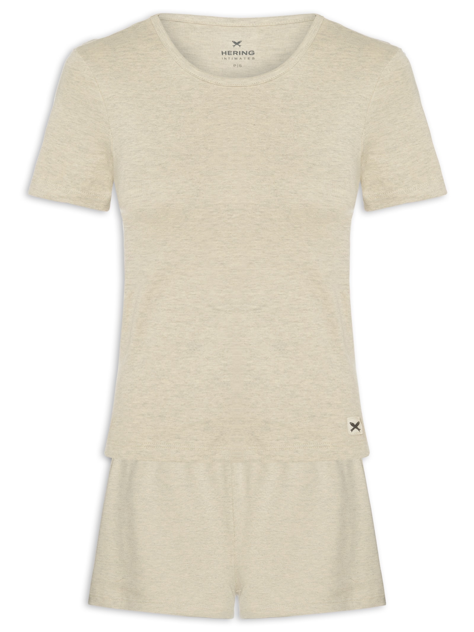 Pijama Feminino Meia Malha Bege Hering Intimates