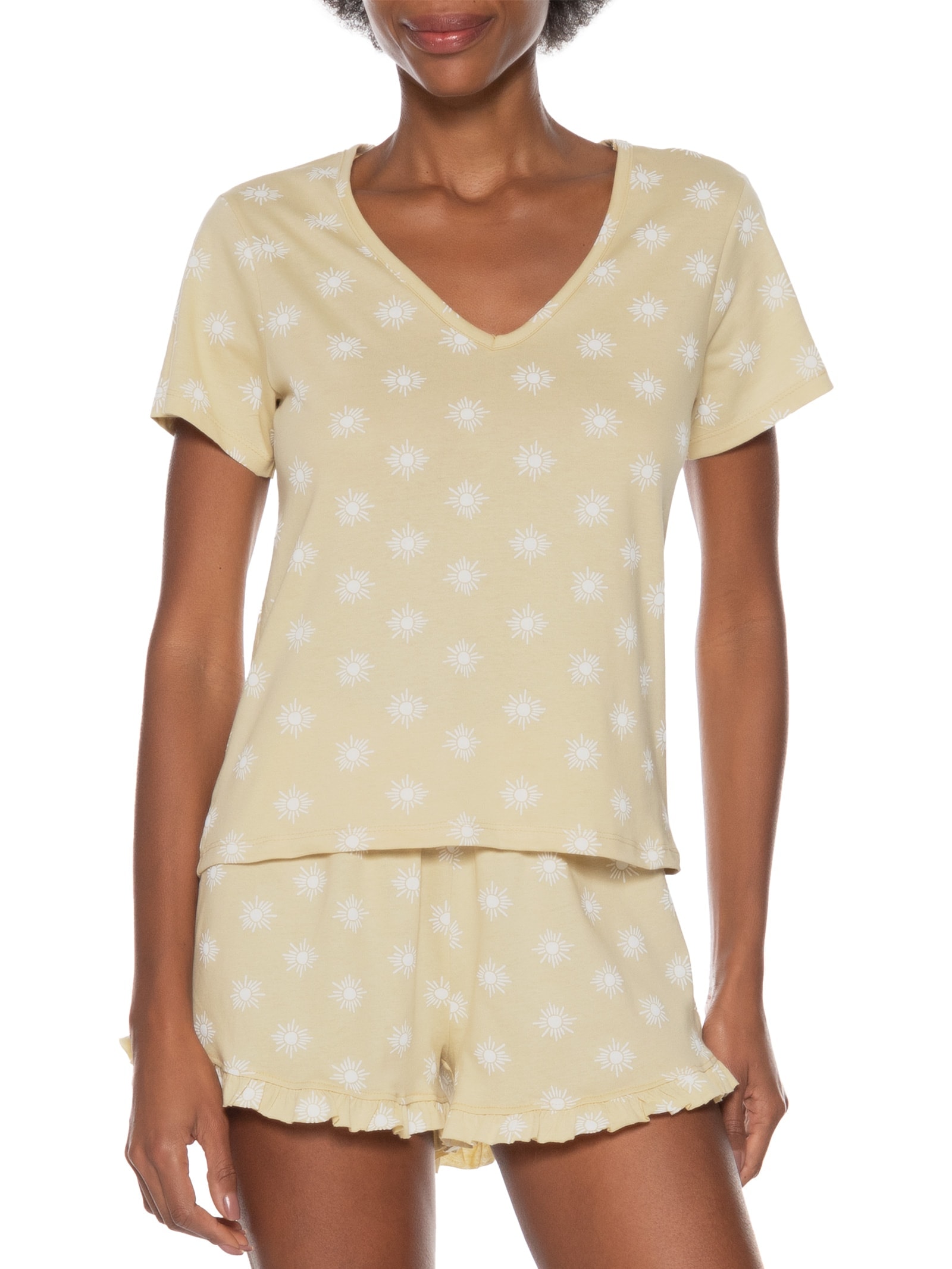 Pijama Feminino Meia Malha Bege Hering Intimates