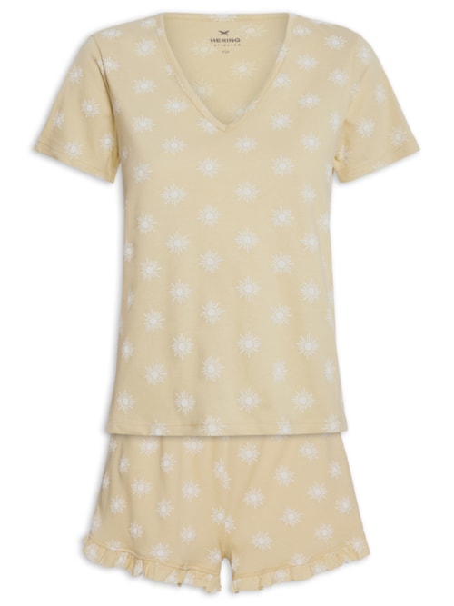 Pijama Feminino Meia Malha – Bege