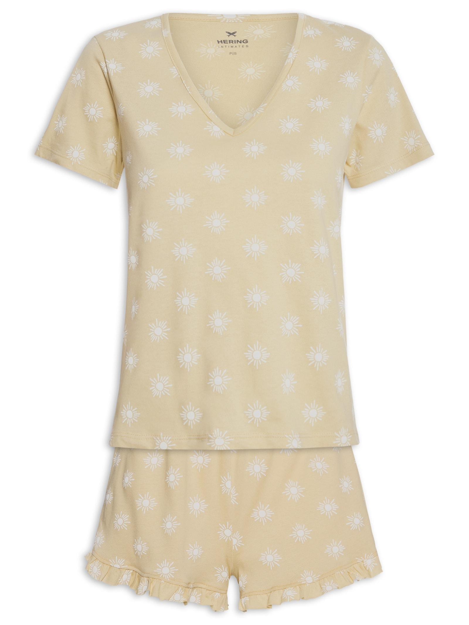 Pijama Feminino Meia Malha Bege Hering Intimates