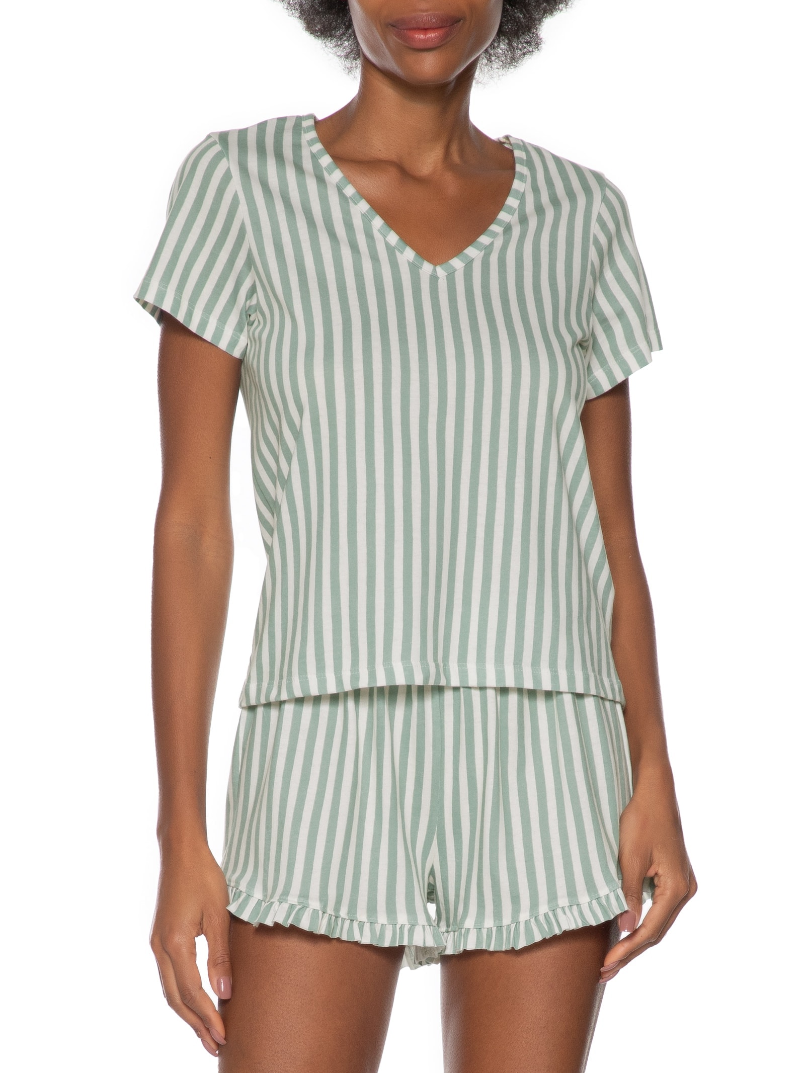 Pijama Feminino Meia Malha Branco Hering Intimates