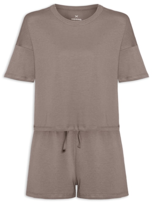 Pijama Feminino Meia Malha – Marrom