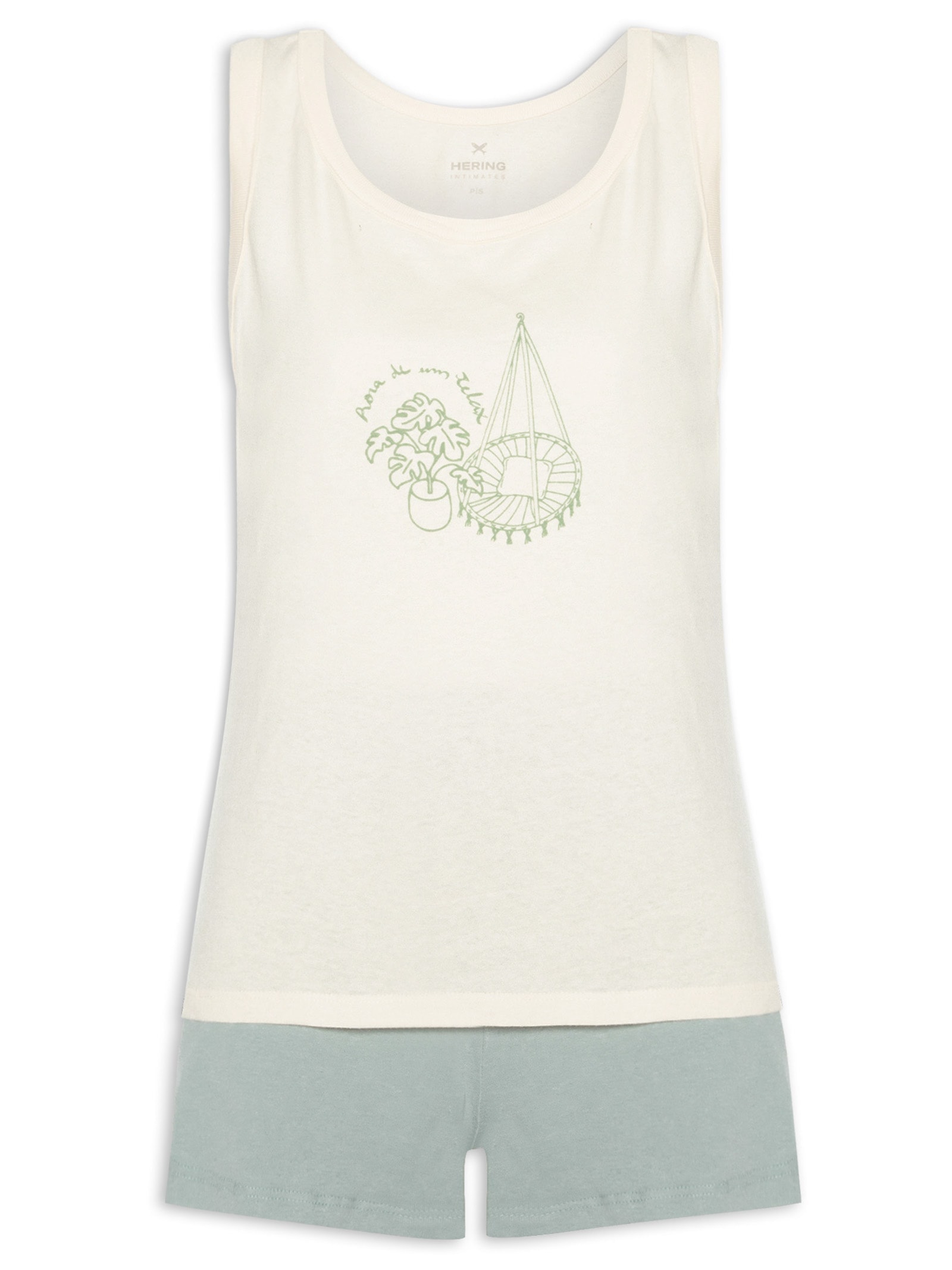 Pijama Feminino Regata Com Shorts Off White Hering Intimates