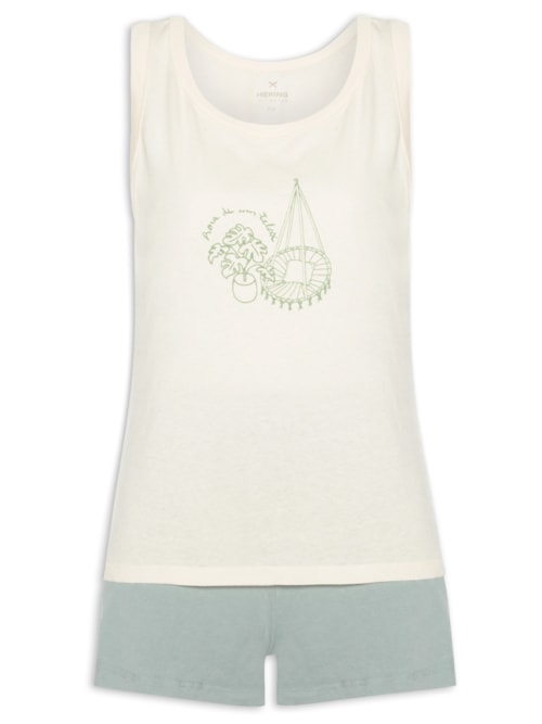 Pijama Feminino Regata Com Shorts - Off White