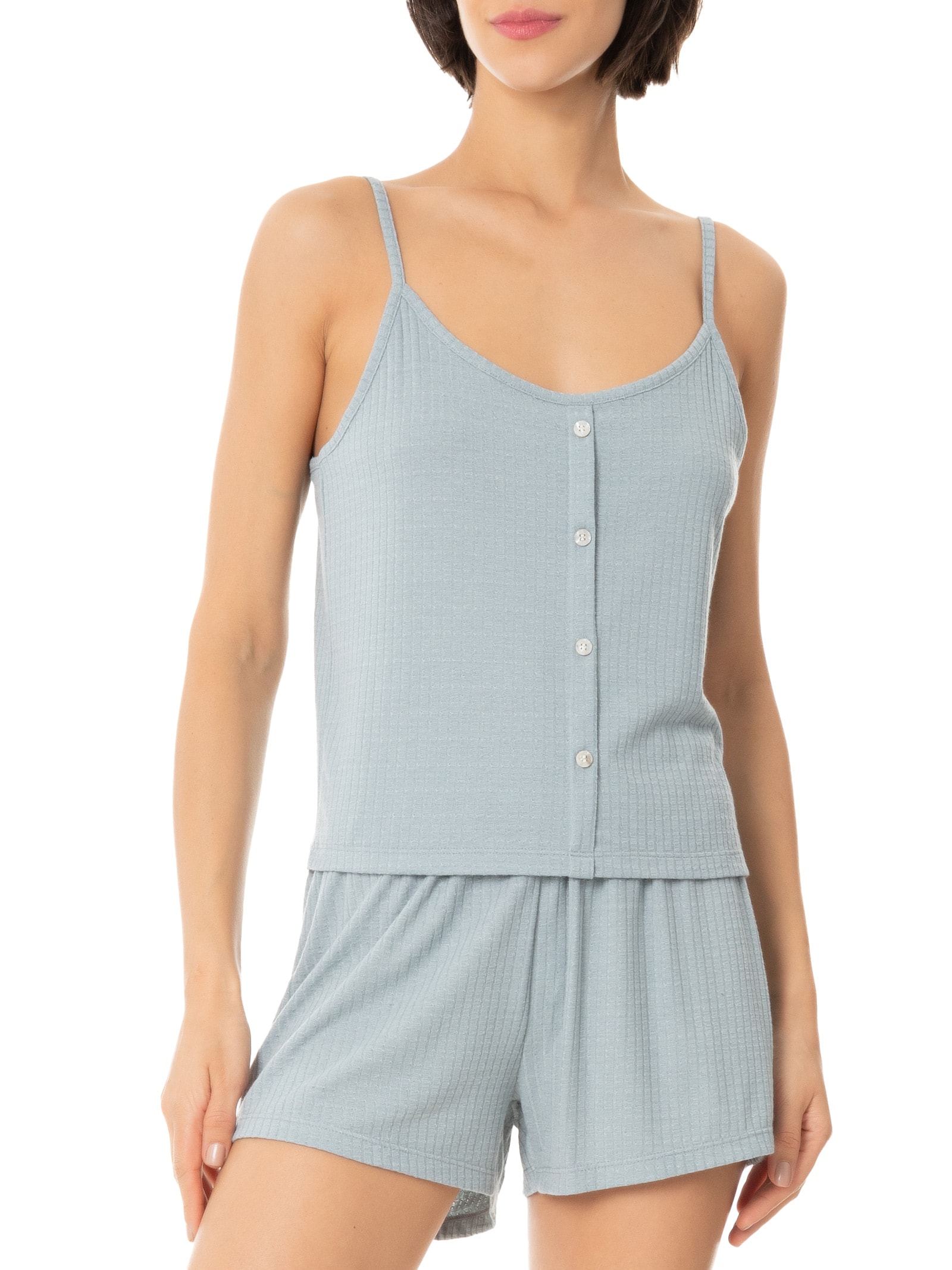Pijama Feminino Sem Manga Azul Hering Intimates