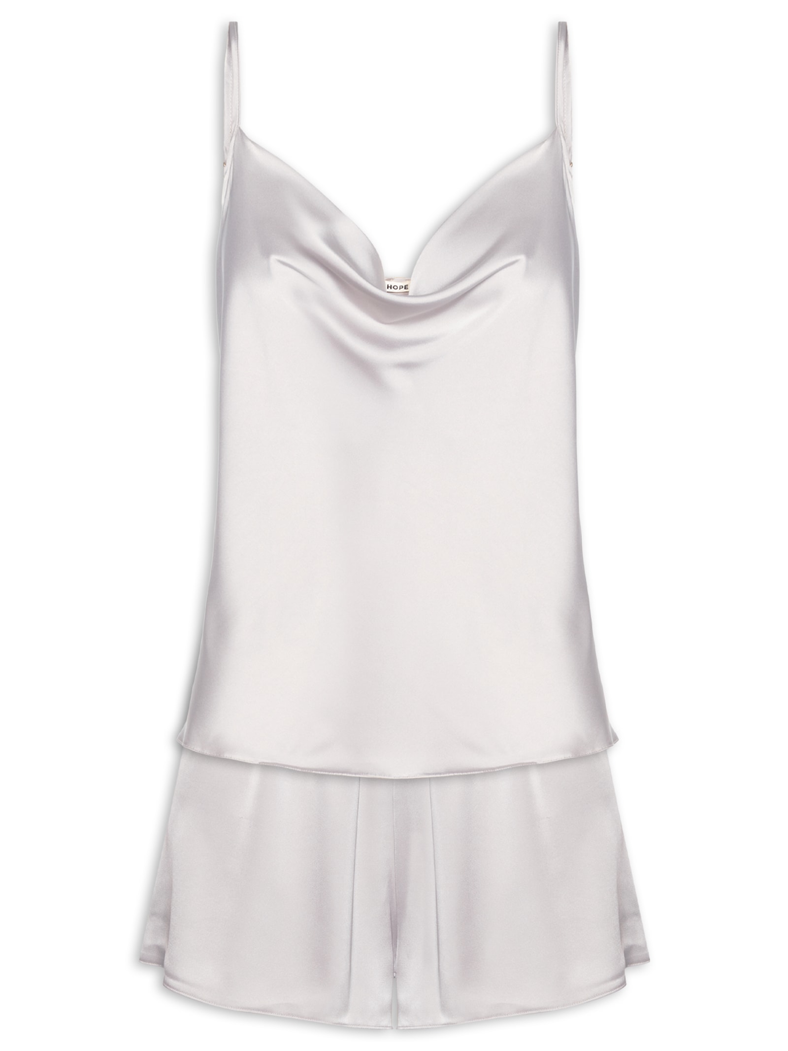 Pijama Feminino Short Doll Alças Finas Em Cetim Grace Cinza Hope