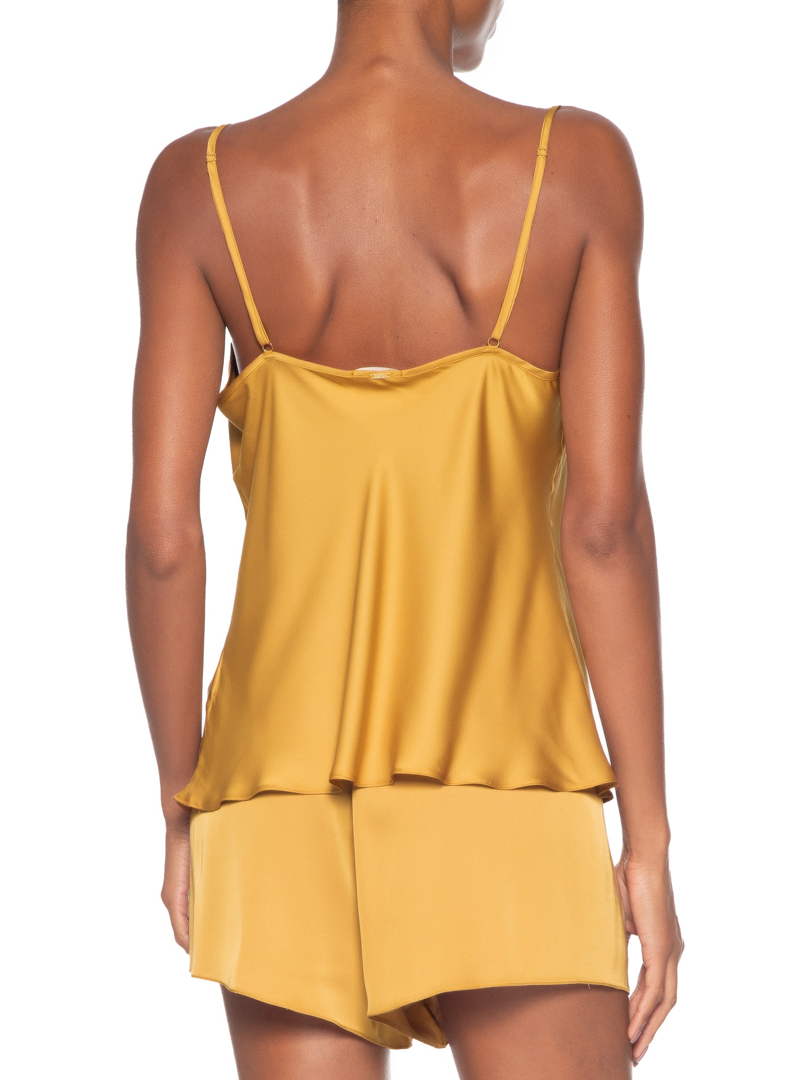 Pijama Feminino Short Doll Alcas Finas Em Cetim Grace Dourado Hope