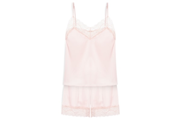 Pijama Feminino Short Doll Alças Finas Em Cetim Renda Love Stories Glow - Rosa