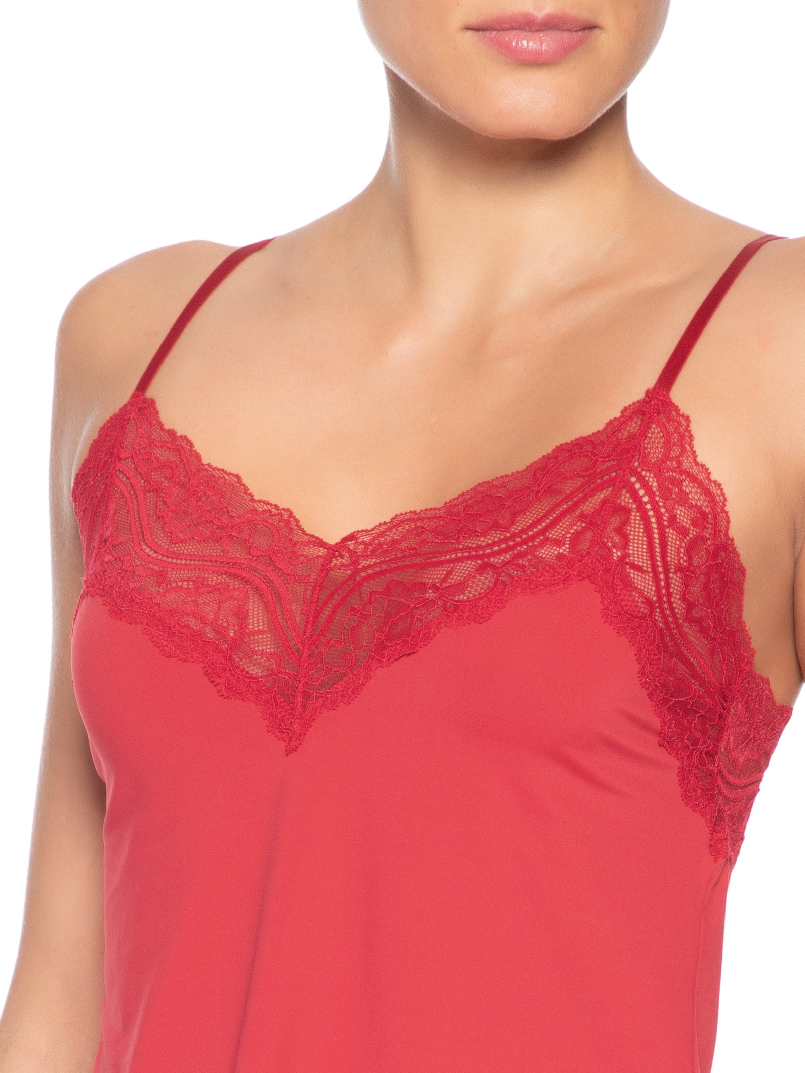 Pijama Feminino Short Doll Alças Finas Em Microfibra E Renda Lova Stories Vermelho Hope
