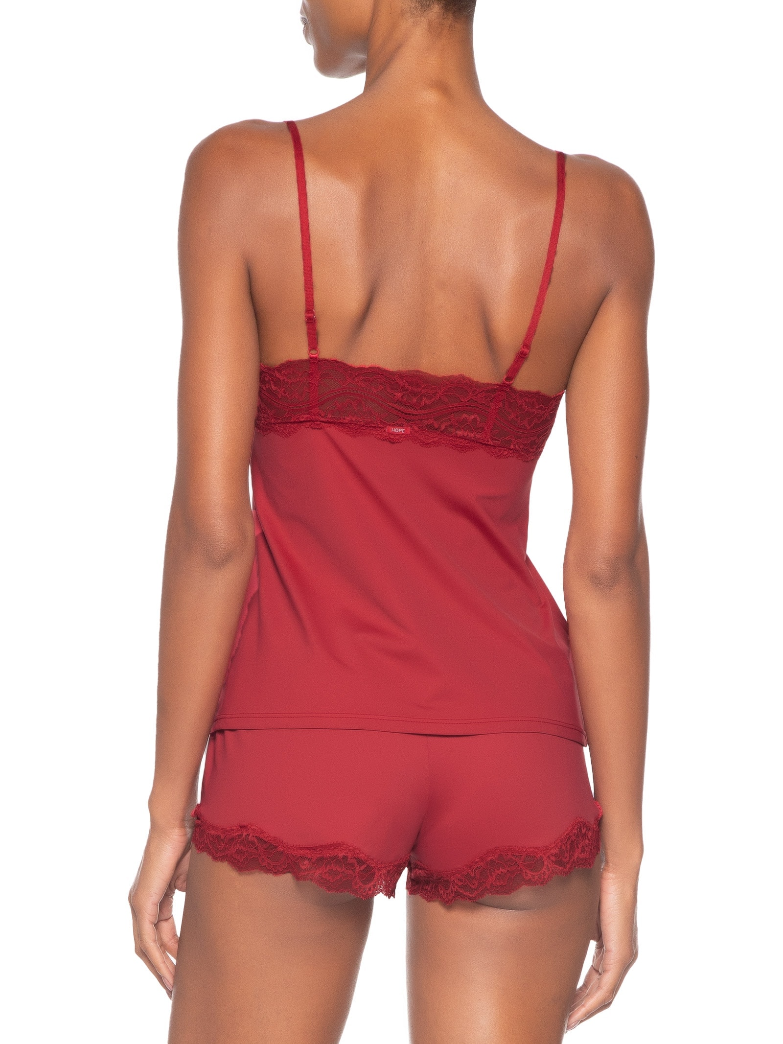 Pijama Feminino Short Doll Alcas Finas Em Renda  Vermelho Hope