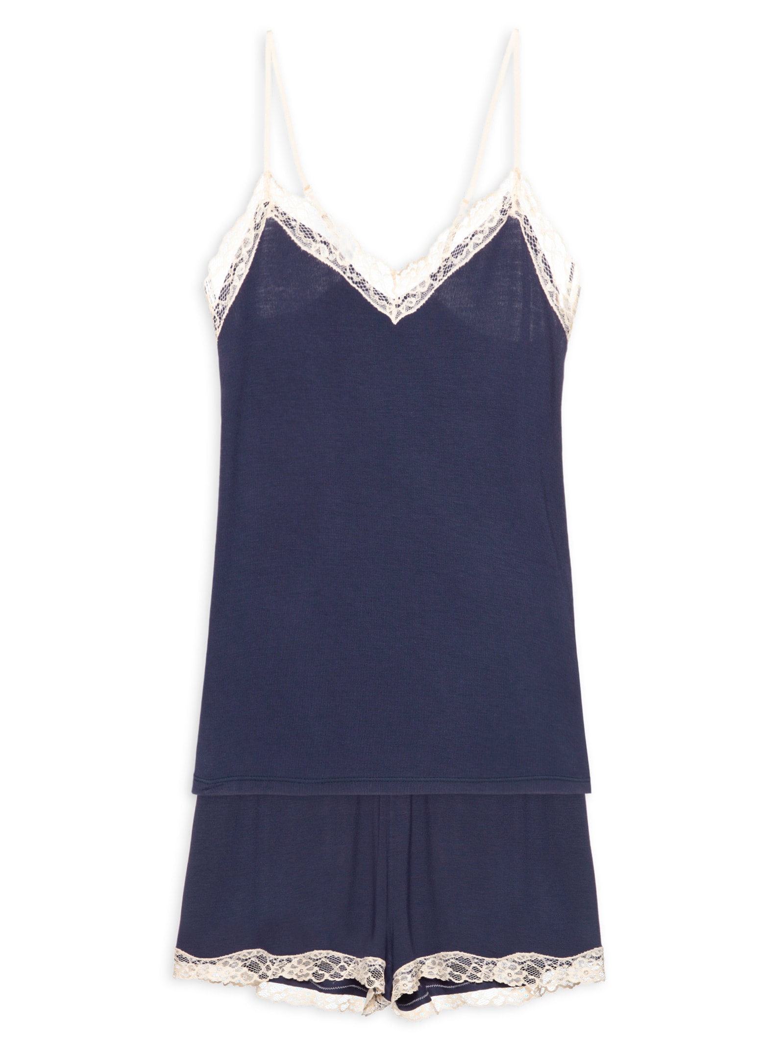 Pijama Feminino Short Doll Alças Finas Em Viscose Moon Azul Hope