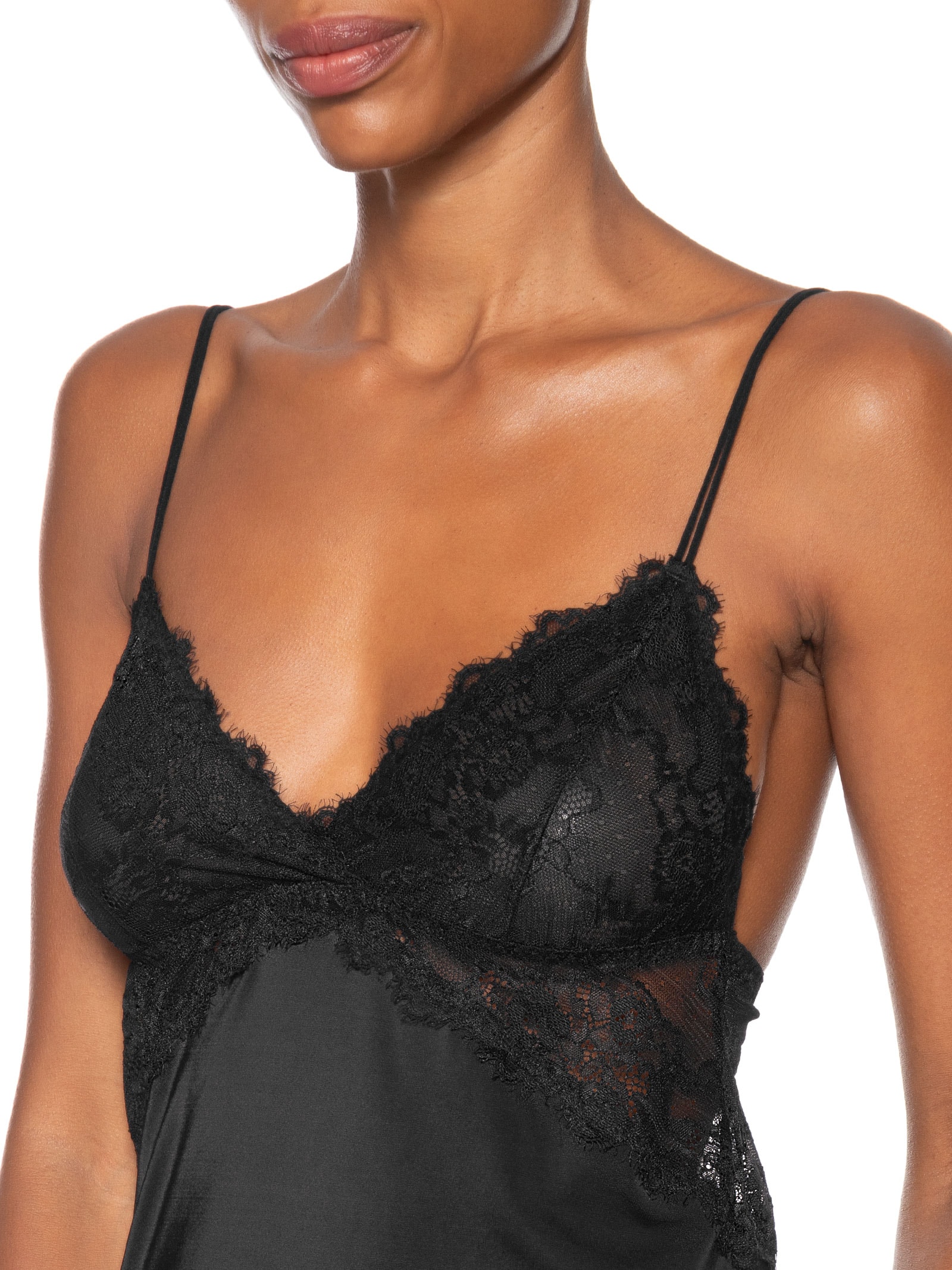 Pijama Feminino Short Doll Em Microfibra E Renda  Preto Hope