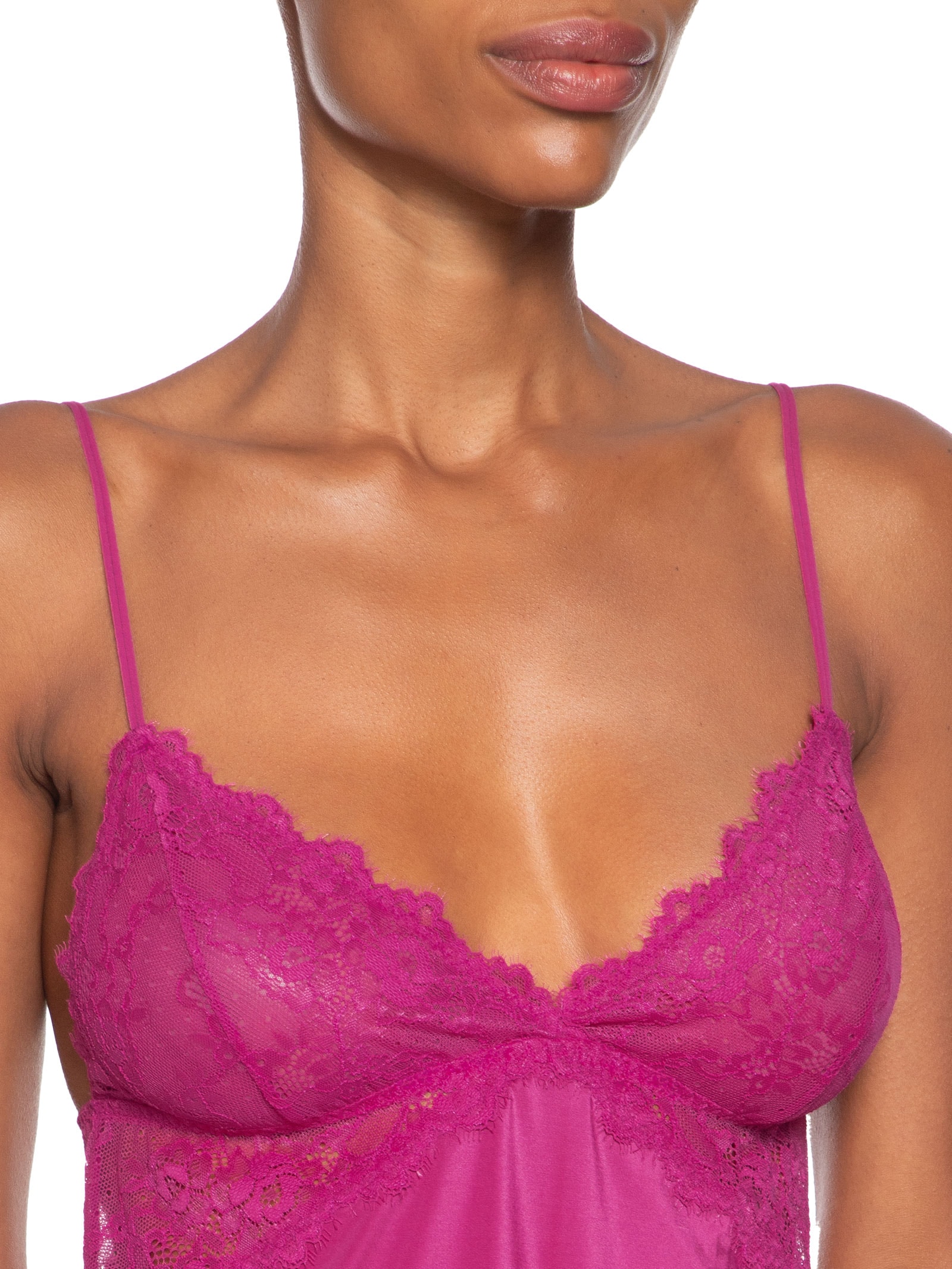 Pijama Feminino Short Doll Em Microfibra E Renda  Rosa Hope