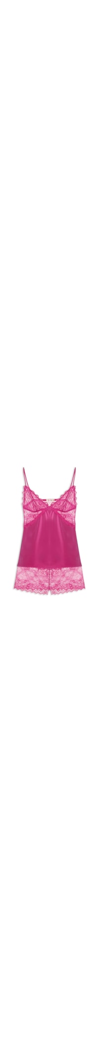 Pijama Feminino Short Doll Em Microfibra E Renda - Rosa
